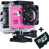 Camera Sport iUni Dare 50i Full HD 1080P, 5M, Waterproof, Roz + Card MicroSD 8GB Cadou